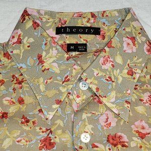 Theory Cotton Floral Men's Long-sleeve Shirt - M